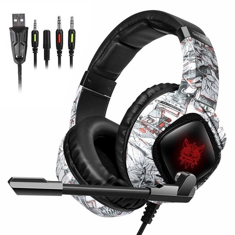 Audífonos Gamer Onikuma K19 camuflaje gris - Ps4 Pc Xbox One-2