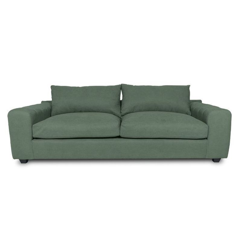 Sofa Briana Felpa Verde 3 Cuerpos