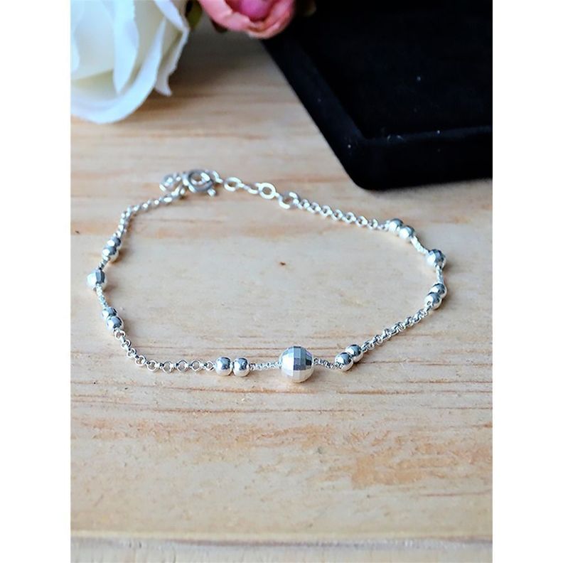 Pulsera De Plata 925 Puntos Plateados - Mabelita-1