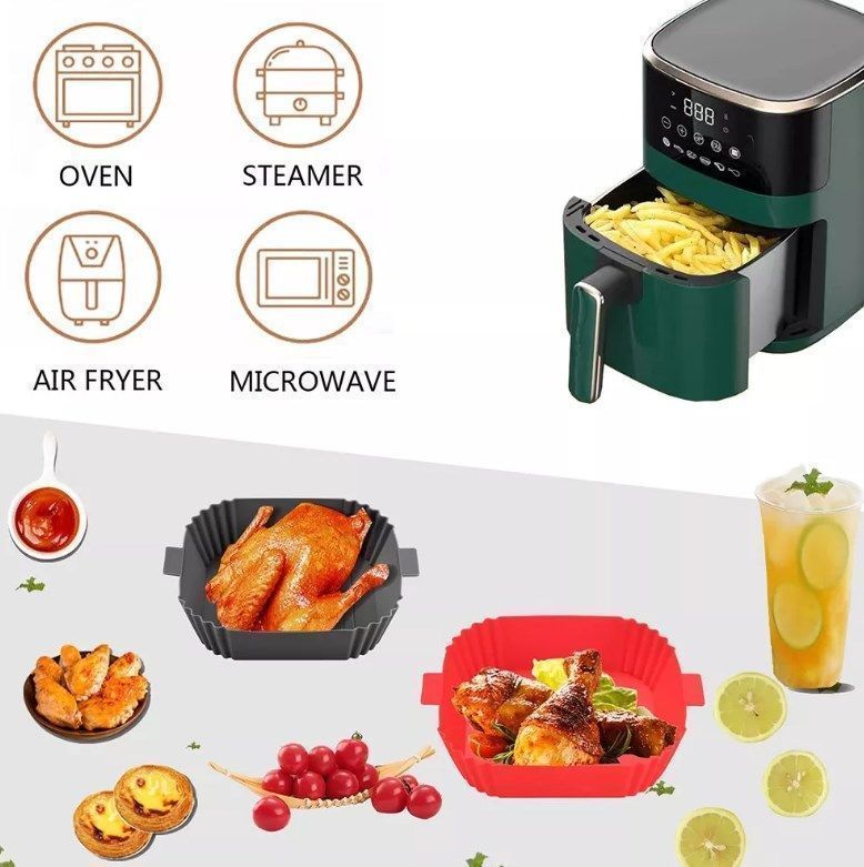 Molde Forro Silicon Reusable Antiadherente Para Airfryer-2