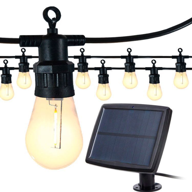 Guirnaldas Solar 5Mts 10 Ampolletas Vintage y Panel Solar-0