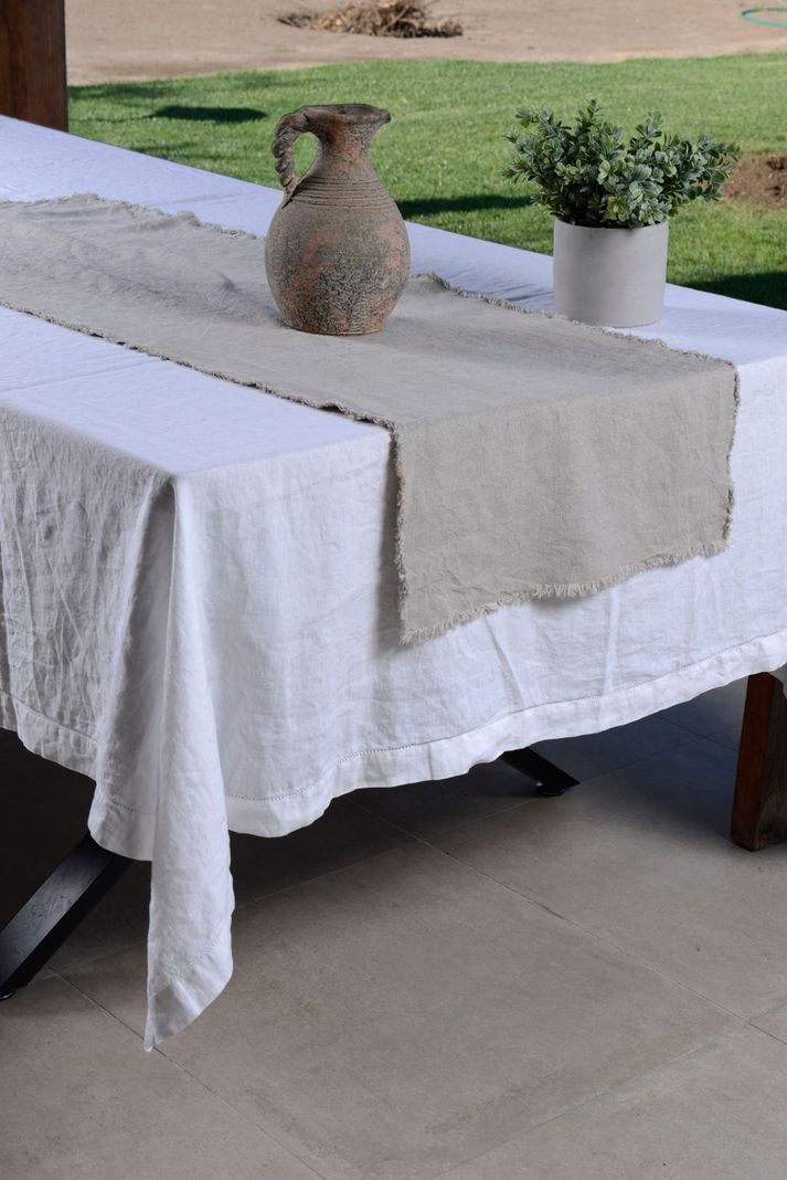 Mantel cuadrado deshilado blanco lino 200x200-0