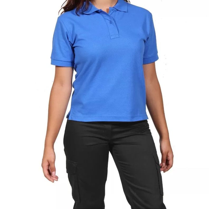Polera Manga Corta Pique Azulina Para Mujer-0