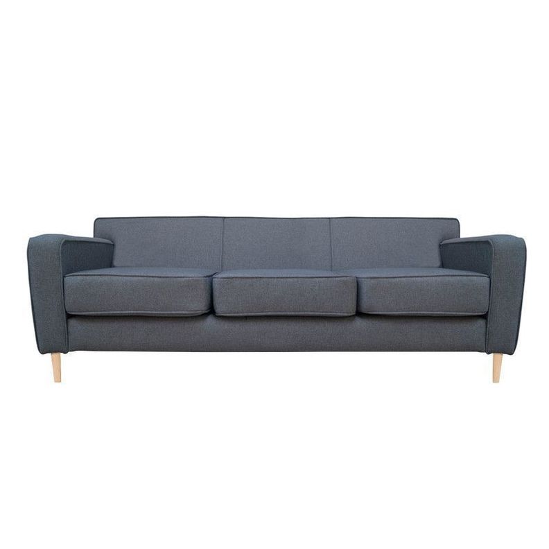 Sofa Lilen Chenille Tipo Lino Gris 2 Cuerpos