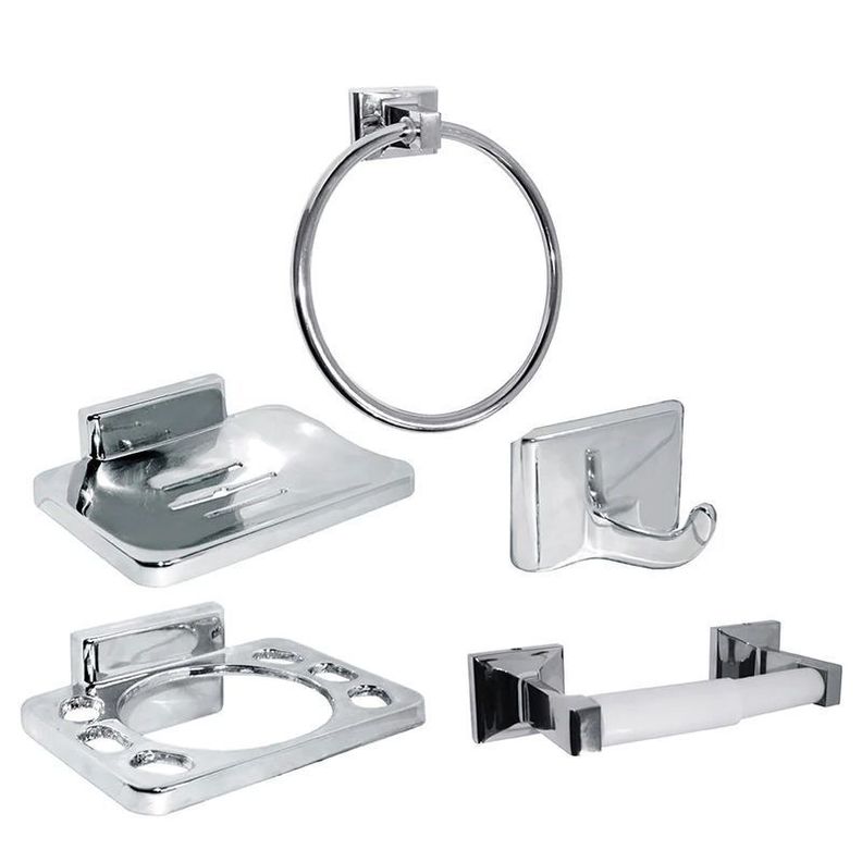 Kit Accesorios Baño Jabonera Toallero Percha Base-0