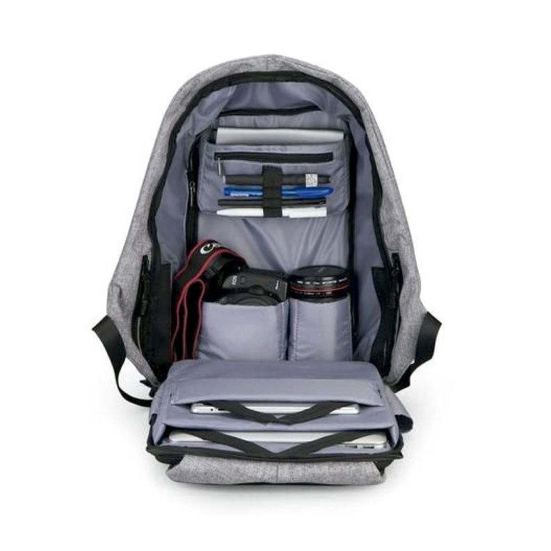 Mochila Antirrobo Impermeable Con Usb Color Gris - Puntostore-2