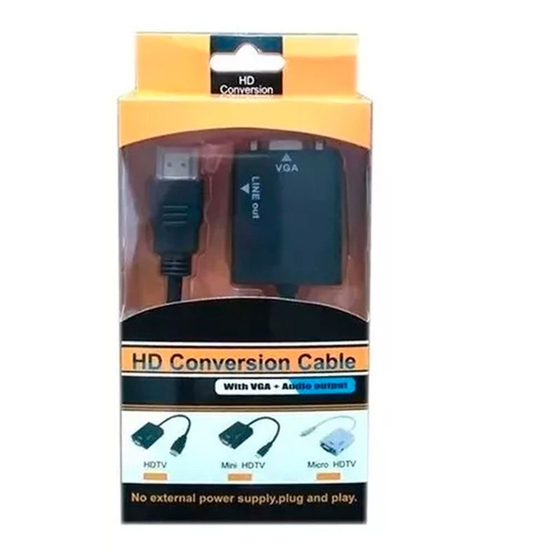 Adaptador Cable De Conversión Hdmi A Vga + Aduio Hd-0