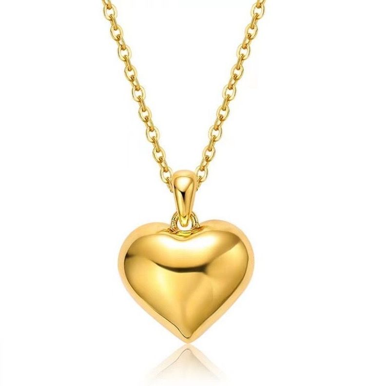 Cadena Eslabones Oro Amarillo 18K Corazón Inflado 18K-0