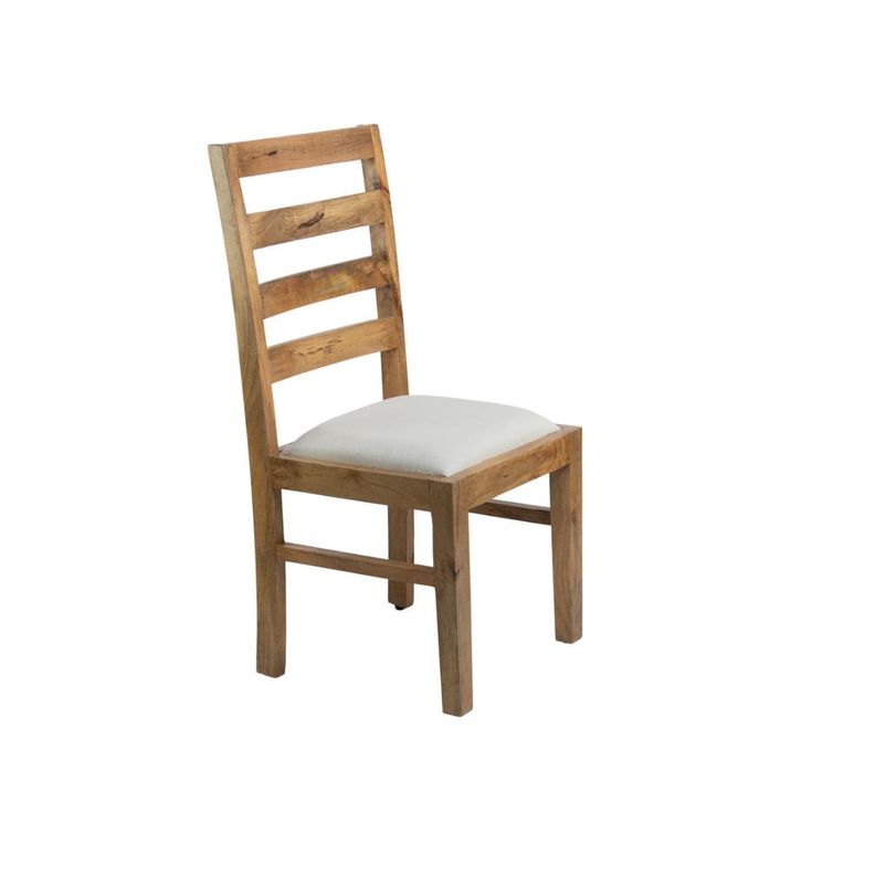 Silla De Madera De Mango Asiento Tapizado Blanco 103 x 45 x 50 cm