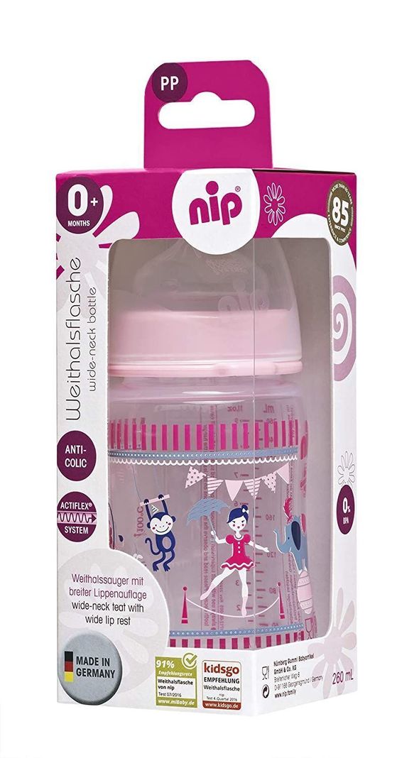 Mamadera Cuello Ancho Circo Rosa 260 ml Rosa 260 ml-1