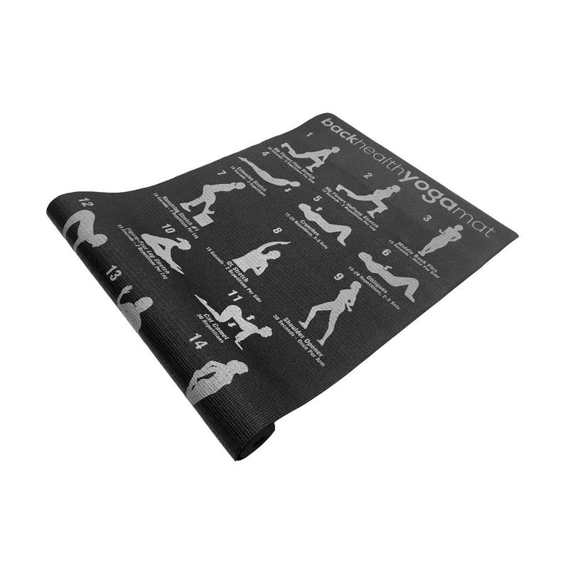 PAck de 3u Mat de yoga 6 mm pvc negro estampado con 28 posturas-1