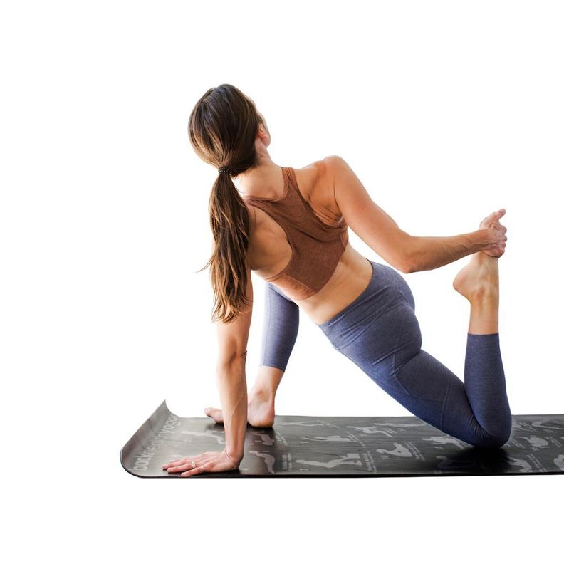 PAck de 3u Mat de yoga 6 mm pvc negro estampado con 28 posturas-0
