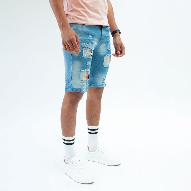 Bermuda Denim Con Elasticidad Destroyer Para Hombre-0