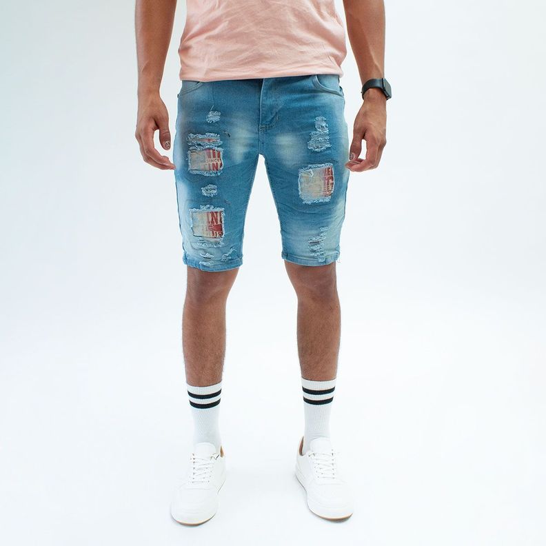 Bermuda Denim Con Elasticidad Destroyer Para Hombre-3