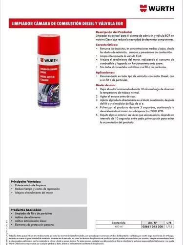 Limpiador cámara combustión diésel y válvula EGR 400ml-1