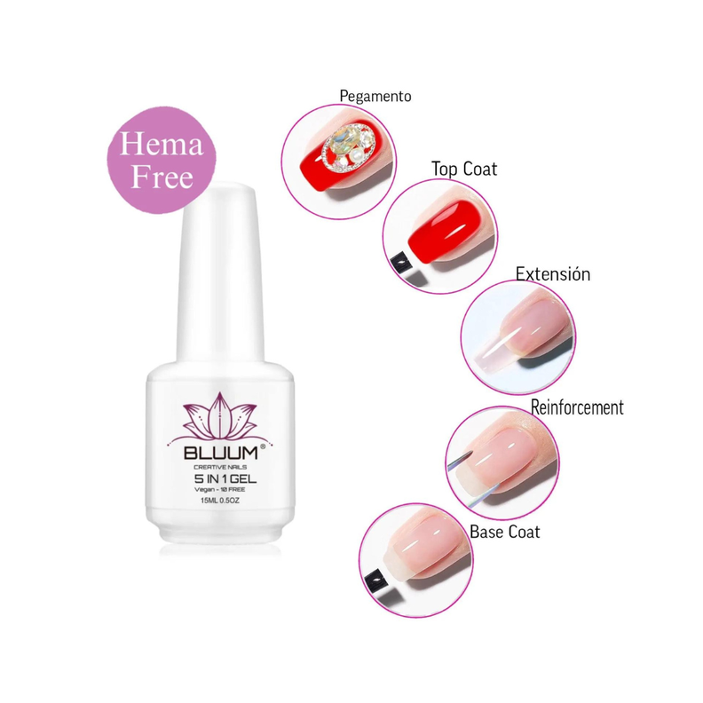 Esmalte 5en1 Base Top Pegamento Reinforcement Extensión 15ml-2