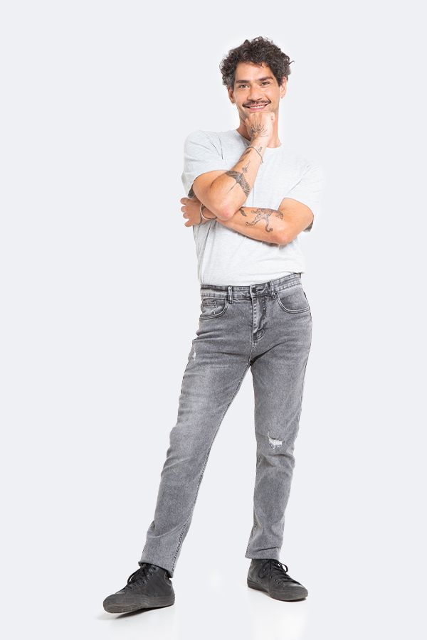 Jeans Hombre Slim Gris Focalizado suave con Destroyer-2