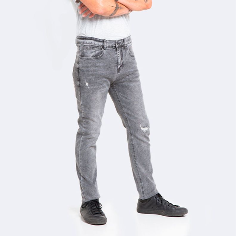 Jeans Hombre Slim Gris Focalizado suave con Destroyer-0