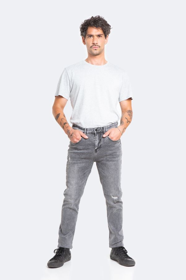 Jeans Hombre Slim Gris Focalizado suave con Destroyer-3
