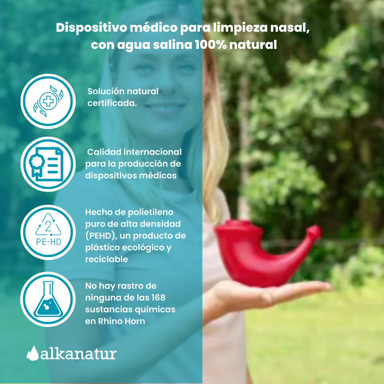Neti Pot, Limpiador nasal natural alergias Azul adulto Rhino Horn Jala Neti -2