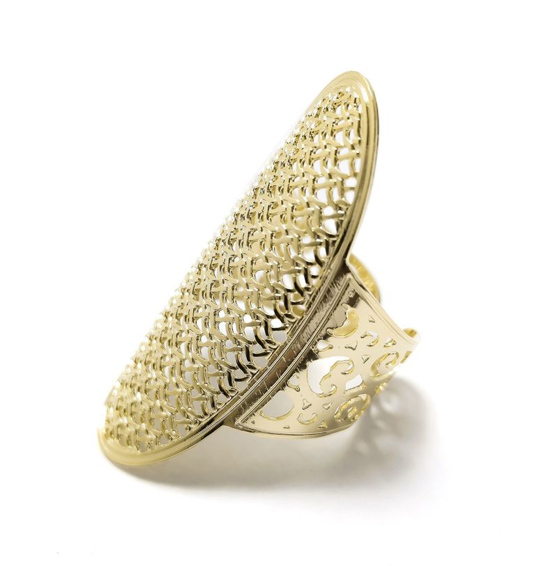Anillo Ovalado Tejido Enchapado Oro 18K Ajustable-0