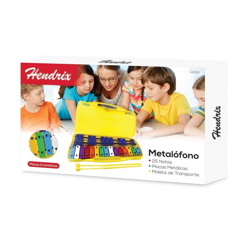 Metalofono Xilofono Metalico 25 Notas Con 2 Baquetas Hendrix-3