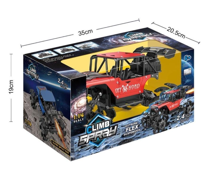 Auto Control Remoto 2,4 Ghz 4x4 Metálico, Spray 1:14, Rojo