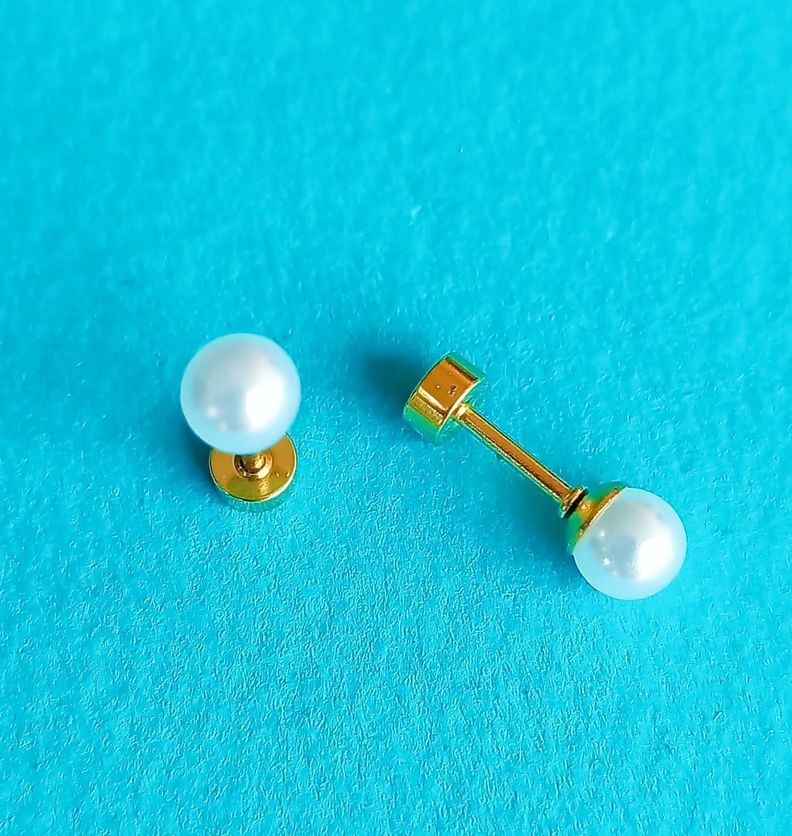 Aros Perlas 5mm tuerca tapa de seguridad chapado oro-4