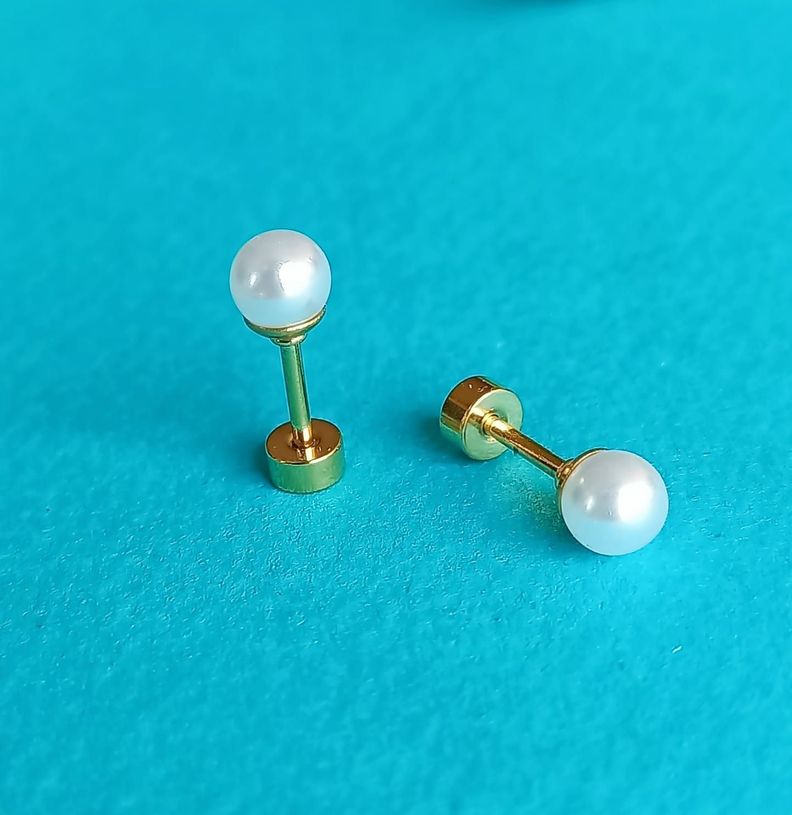 Aros Perlas 5mm tuerca tapa de seguridad chapado oro-6