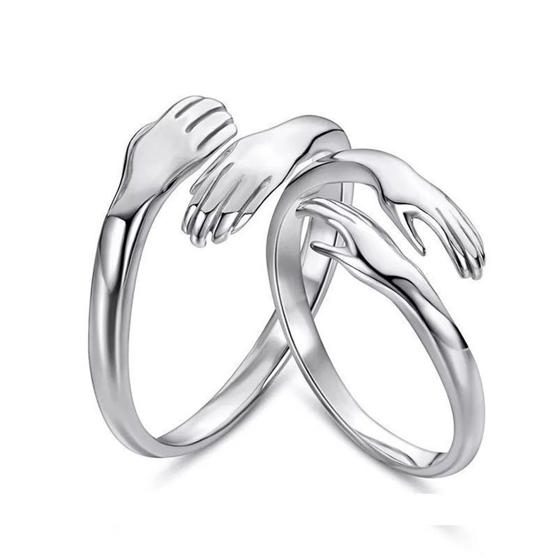 Anillos Abrazo Plata 925 Ajustables Ilusion Pareja Compromiso-0