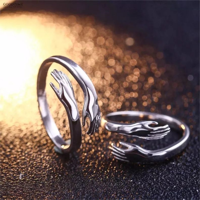 Anillos Abrazo Plata 925 Ajustables Ilusion Pareja Compromiso-2