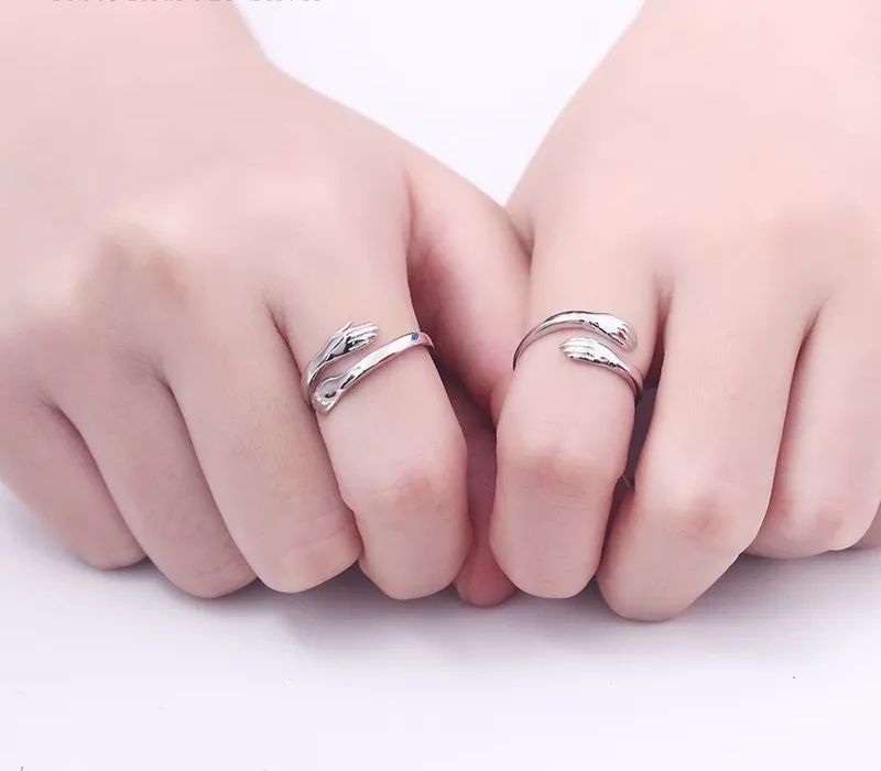 Anillos Abrazo Plata 925 Ajustables Ilusion Pareja Compromiso-1