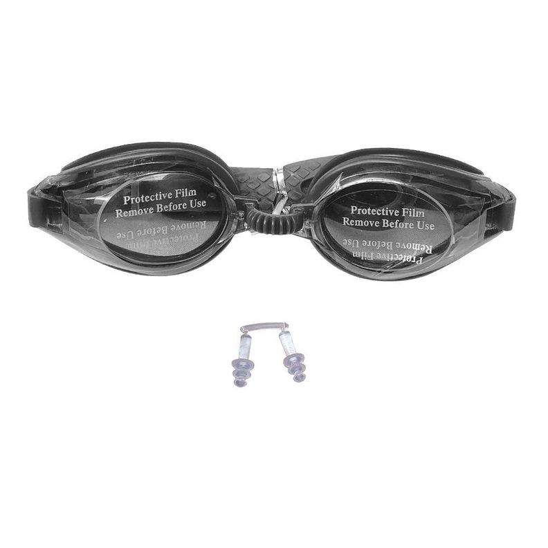 Lentes Natacion Gafas Piscina Unisex Colores Tapones Oidos Negro-0