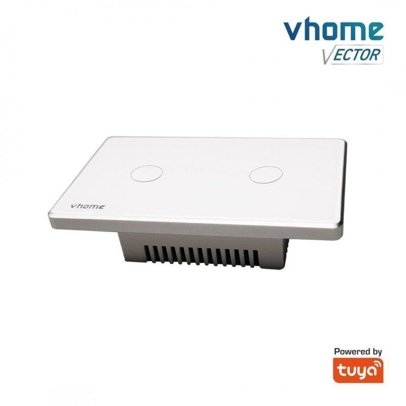 Interruptor Wifi RF Vhome Vector Design LN Touch 2 Canales Compatible Con Google Home y Alexa-1