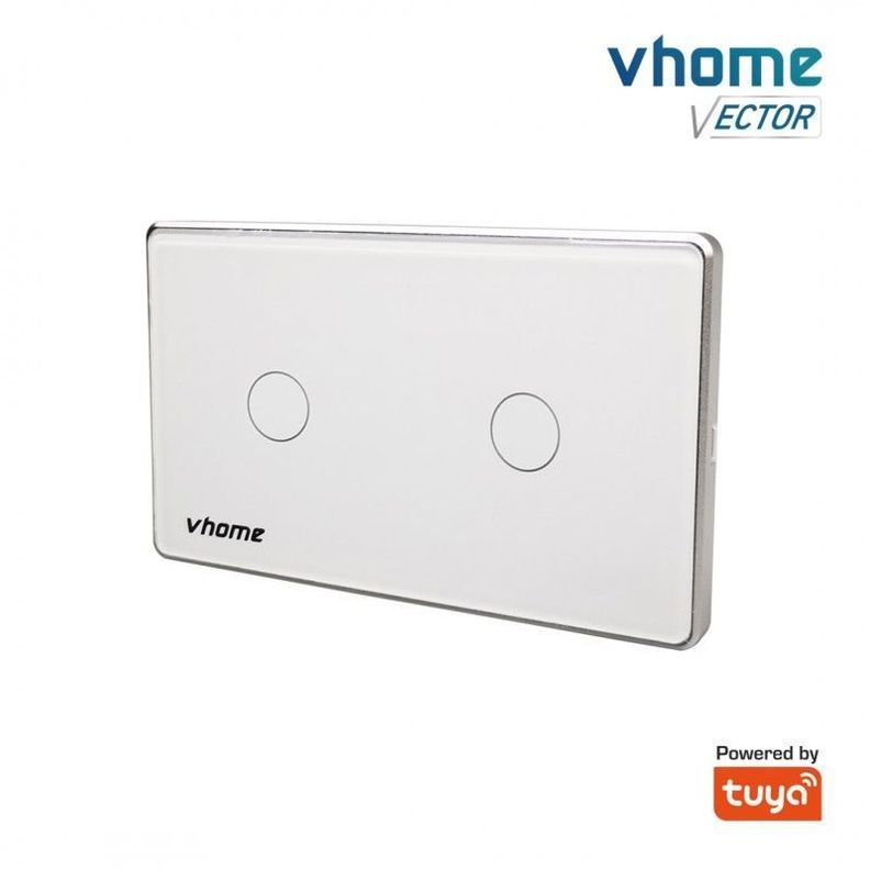 Interruptor Wifi RF Vhome Vector Design LN Touch 2 Canales Compatible Con Google Home y Alexa-2