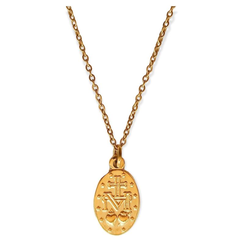 Cadena Colgante Virgen Maria Amor Religión Acero enchapado en oro 18kl Moneda Love-1