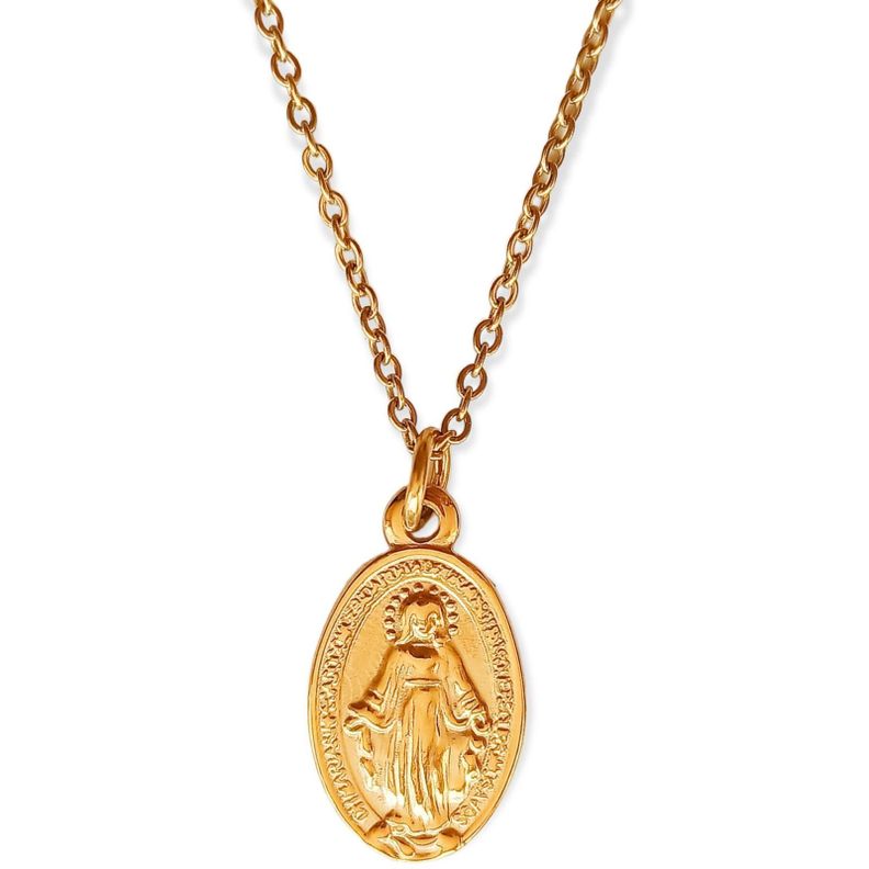 Cadena Colgante Virgen Maria Amor Religión Acero enchapado en oro 18kl Moneda Love-0