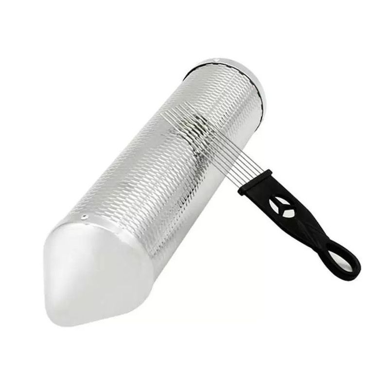 Guiro Torpedo Metálico Con Peine Percusión Cumbia -0