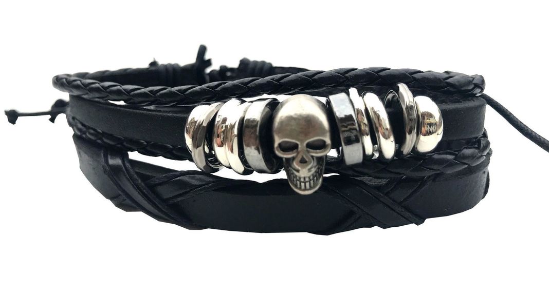 Duo de Pulseras de Cuero - Calavera-0