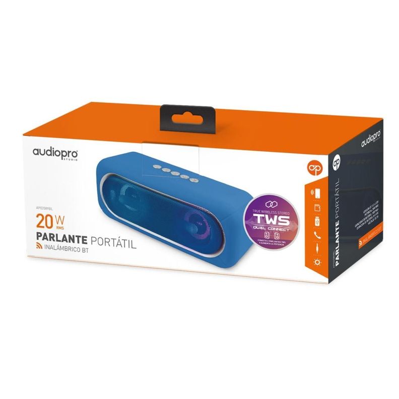 Parlante Bluetooth TWS Portatil RGB Azul Audiopro-1