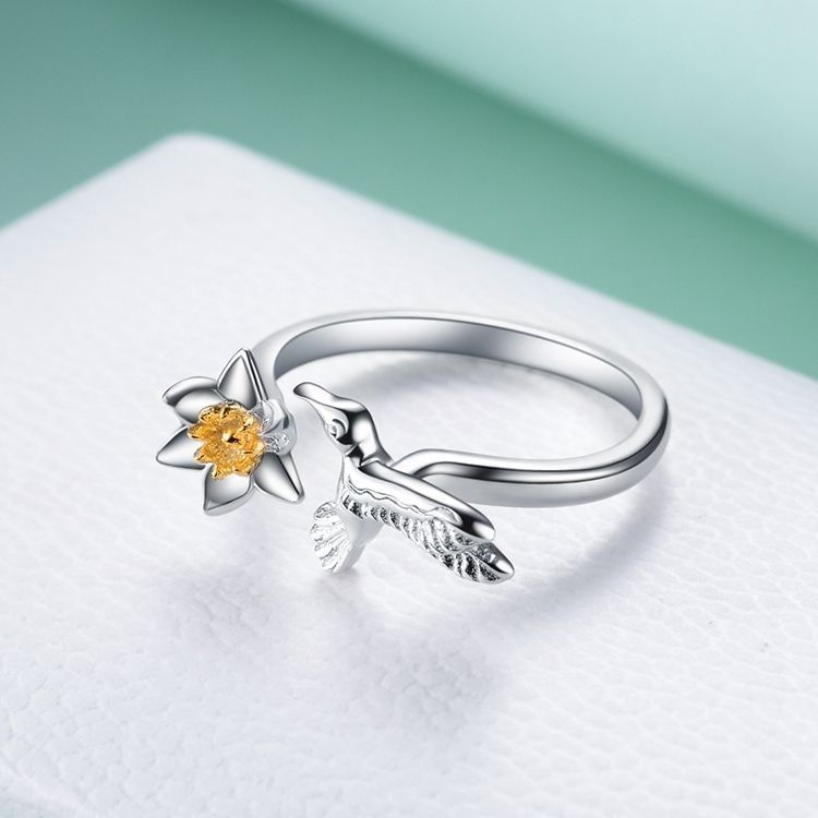 Anillo Colibrí Ajustable Plata S925-1
