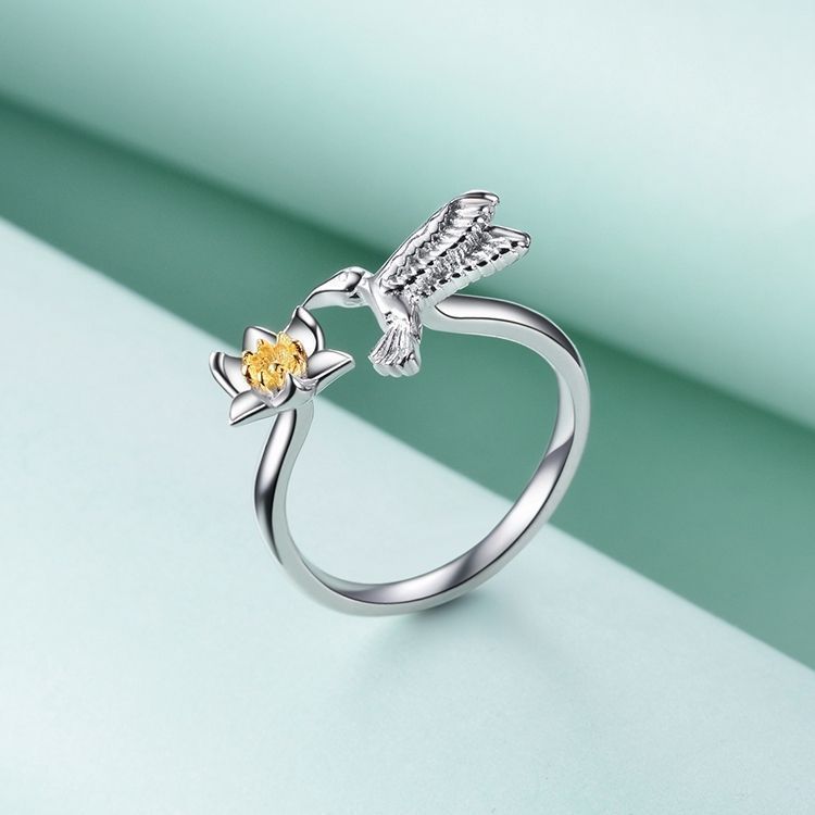 Anillo Colibrí Ajustable Plata S925-2