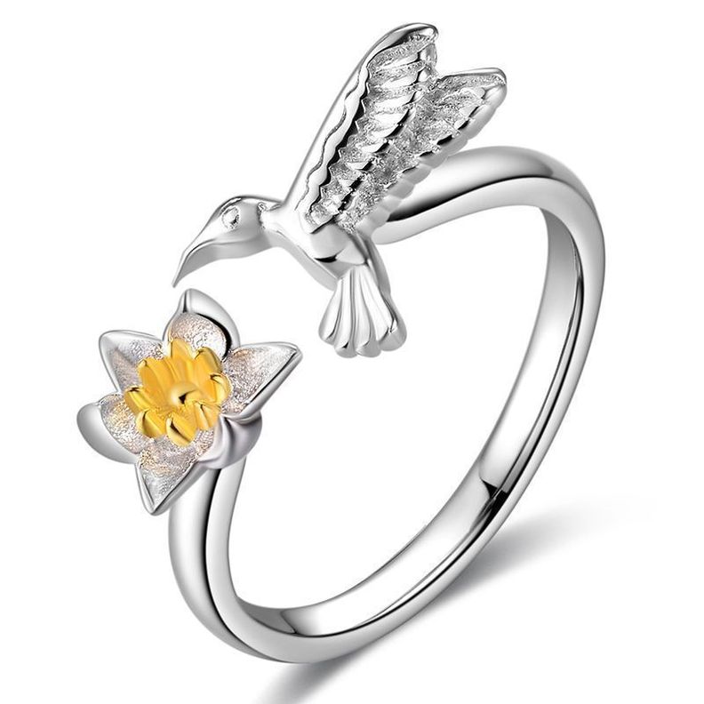 Anillo Colibrí Ajustable Plata S925-0
