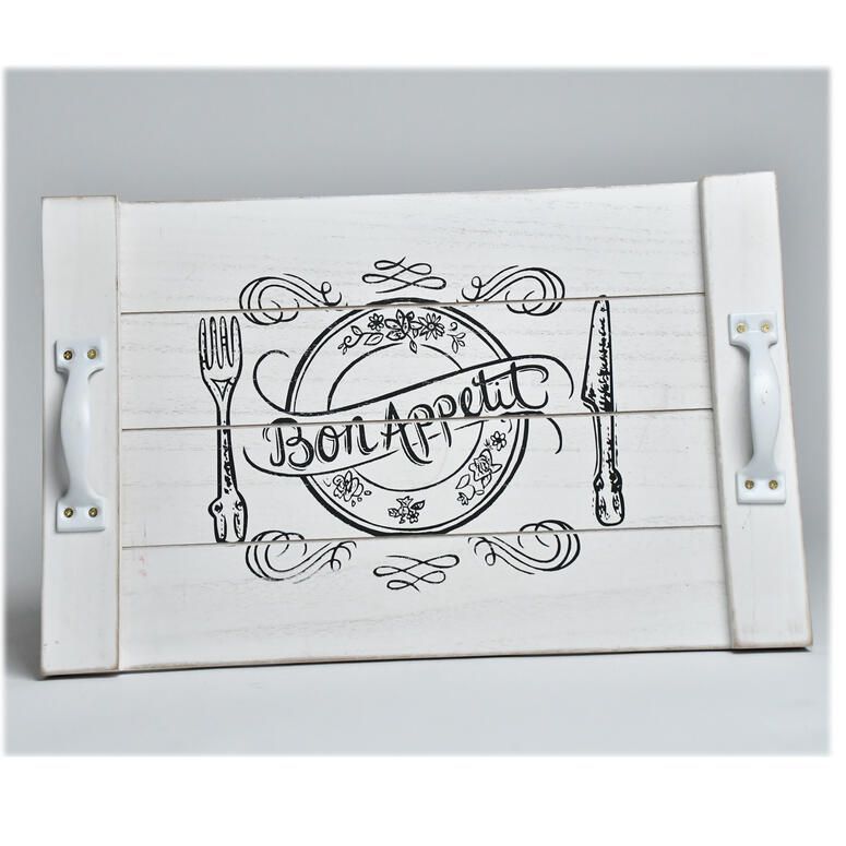 Bandeja madera con Agarraderas metalicas Unico 4x40x24 cm-0