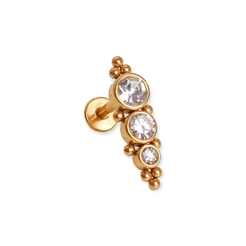 Piercing Oreja Tragus Conch Lóbulo Chapado En Oro 18k Unidad-0