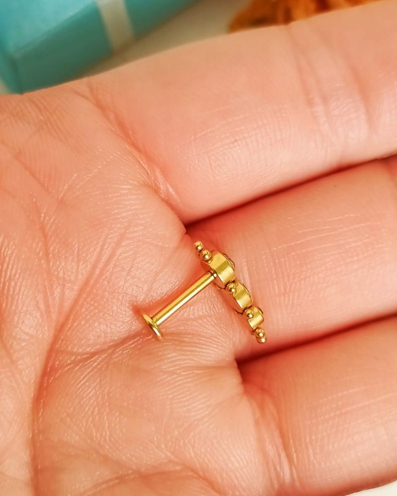 Piercing Oreja Tragus Conch Lóbulo Chapado En Oro 18k Unidad-5