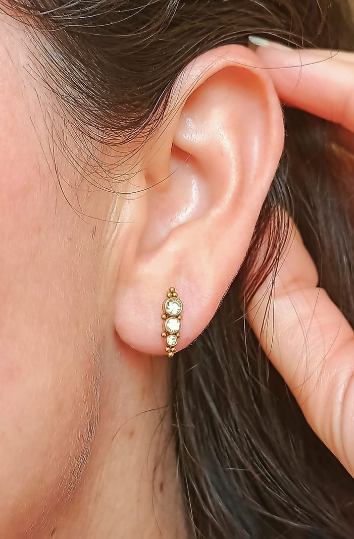 Piercing Oreja Tragus Conch Lóbulo Chapado En Oro 18k Unidad-2