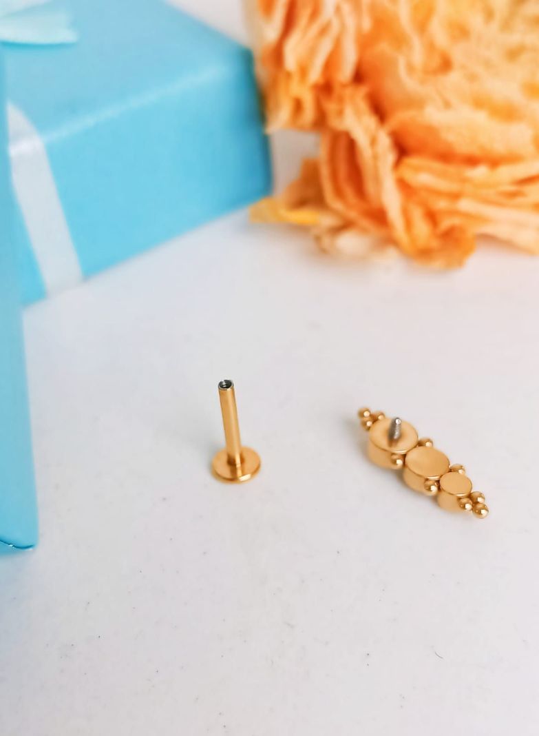 Piercing Oreja Tragus Conch Lóbulo Chapado En Oro 18k Unidad-1