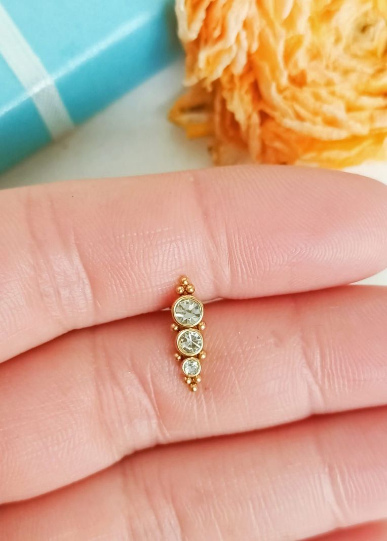 Piercing Oreja Tragus Conch Lóbulo Chapado En Oro 18k Unidad-6