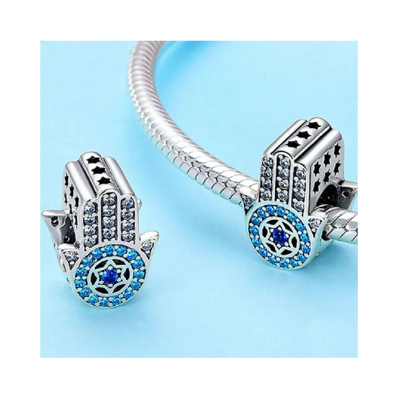 Charm Mano de Fátima Hamsa en Plata Fina 925 SILVER HEART-3